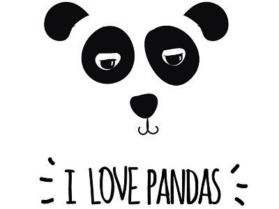 I love Pandas animal blackwhite icon love panda
