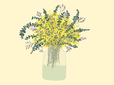 Las flores eucalipto eucalyptus flor flower flower vase illustration yellow flowers