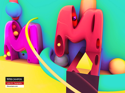 Letter M - Typography Rebound (FullShot) 3d art direction cinema 4d design font letter m m type typography