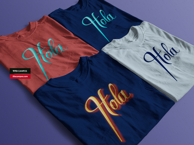Hola Tshirts - Hello (Lettering) Type design tshirt design tshirt art 3d lettering 3d colors product caligraphy typography lettering typeform type design tshirt