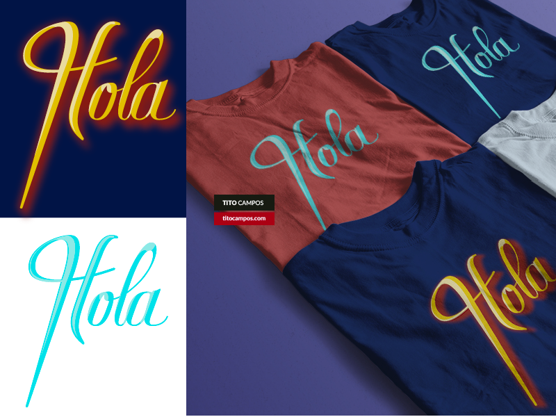Hola Tshirts - Hello (Lettering) Type design Artwork tyopgraphy letterform letter form tipografia letras 3d lettering lettering calligraphy caligraphy calligram caligrafía tshirt design tshirt type tyography