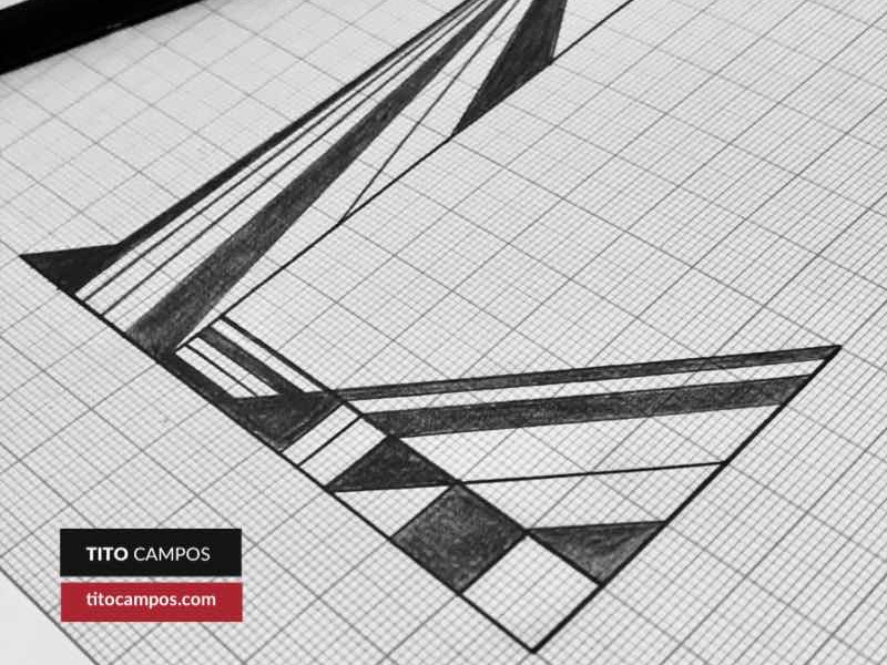 En progreso: Letra Capitular L Geométrica sketchbook black and white geometrical capitular lettering process type typeform sketch typography tipografia