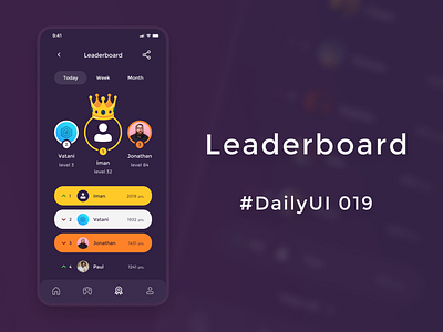 DailyUI - 019 (Leaderboard) app app design daily ui dailyui design figma leaderboard mobile design ui ui design ui ux uiux user interface ux ux design رابط کاربری طراحی اپ