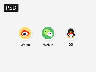 Chinese SNS Icons flat qq round simple sns weibo weixin