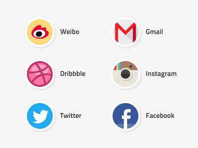 Round SNS icons clean contact dribbble facebook gmail icon instagram personal round simple sina sns twitter weibo