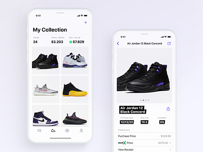 Samla Sneaker Collection app collection grid ios navbar nike slider sneaker tabbar ui view