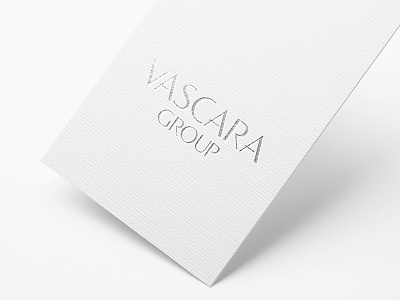 Vascara Group Logo branding business card foil logo prints silver type vascara
