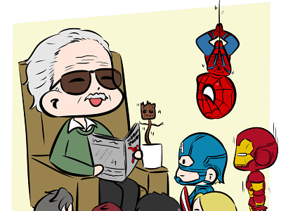 RIP Stan Lee anime captainamerica chibi cute art deadpool doctor strange fan art groot hulk illustration ironman marvel spiderman stan lee thor