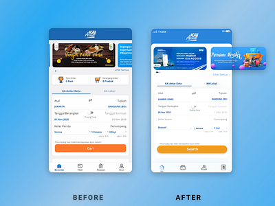 BEFORE AFTER KAI ACCESS APPS api app apps beforeafter design indonesia kai kereta mobile ui mobileapps product design redesign ui