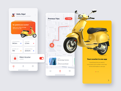Your scooter in one app app design illustration minimal mobile mobile app mobile app design mobile ui typography ui ux vector