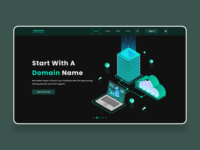 Sundarban Hosting Web Template design domain illustration isometric web design landing page minimal typography ui ux web web hosting web template web ui design website