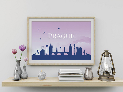 Silhouette of Prague ai art chezh city design graphic design illustration picture prague silhouette vector