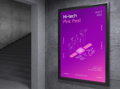 Poster for Hi-Technology festival ai art branding design flyer graphic design illustration isometric logo poster smart tech technology vector
