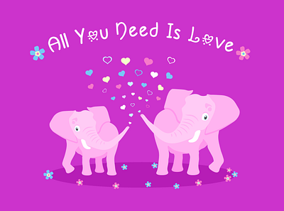 Elephants in love ai animak animals art design elephant graphic design heart illustration love valenties vector