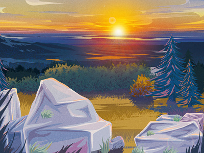 Acadia National Park - vector illustration adobe illustrator ai artwork flat art illustration landscape landscape illustration vector vector art vector illustration vectors