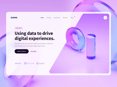 Landing Page - ZERONE 🦄 3d blur branding color data digital digital experience experiences landing page product ui ui design user interface ux ux design web design web design website