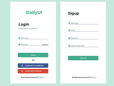 001 ui design for dayliui - sign up