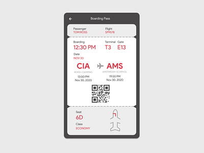 DailyUI Challenge 024 - Boarding Pass 024 app boarding pass dailyui dailyuichallenge design flat illustration minimal ui