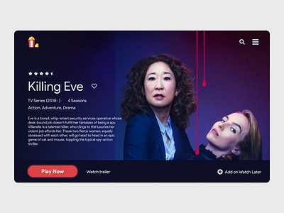 DailyUI Challenge 025 - TV App 025 app colorful dailyui dailyuichallenge design flat killing eve minimal tvapp tvseries ui