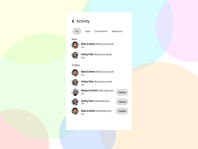 DailyUI Challenge 047 - Activity Feed 047 activity feed dailyui dailyuichallenge design flat minimal ui