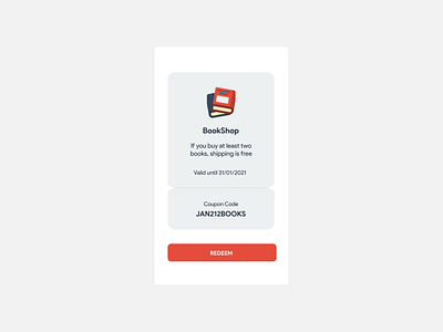 DailyUI Challenge 061 Redeem Coupon 061 book dailyui dailyuichallenge design flat minimal redeem coupon ui