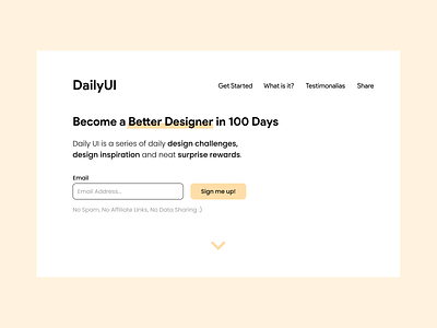 DailyUI Challenge 100 - Redesign Daily UI Landing Page dailyui dailyuichallenge redesign ui