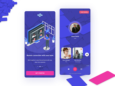 Videocall APP - UI app application call chat clean conversation design hangout interface livestream minimal mobile mobile app mobile ui people remote ux video call videocall zoom