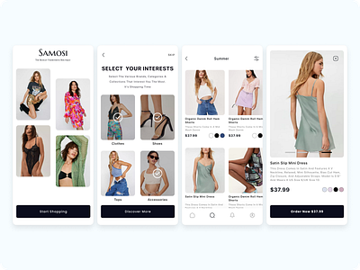 Samosi - Ecommerce fashion app app app design brand clean clothes clothing app e commerce ecommerceapp fashion fashionapp ios minimal design mobile onlineshopping onlinestore shopapp shopping shoppingapp ui ux