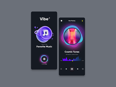 Music Player - UI Concept application clean dark darkapp design melody mobile mobile app mobile ui mobileapp music music player musicapp player podcast sound vibe