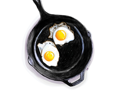 Lodge Cast Iron with Eggs adobe draw digital art digital painting food food art food illustration graphic design illustration painting vector art