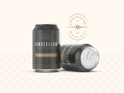 Longfellow Roasting Plant Cold Brew 3d art branding can coffee design label logo minimal mockup modern natural packaging packaging mockup pattern vector