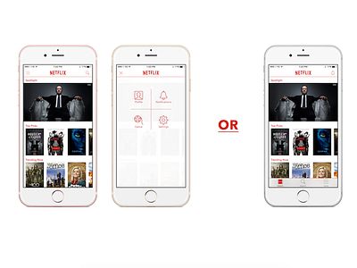 Netflix for iPhone - Hamburger Menu vs Tab Bar app hamburger iphone movie netflix tab tv