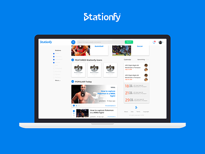 Stationfy Homepage feed highlights redesign social sports station ui ux website