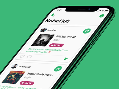 a closer look at NoiseHub apple music feed jukebox music noise noisehub play sound spotify ui ux