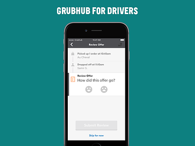 GH Drivers Reviewing Offers car delivery driver food grubhub offer trip ui ux vehicle