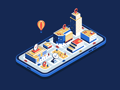 Isometric city in the phone by alex aleksandrov on Dribbble