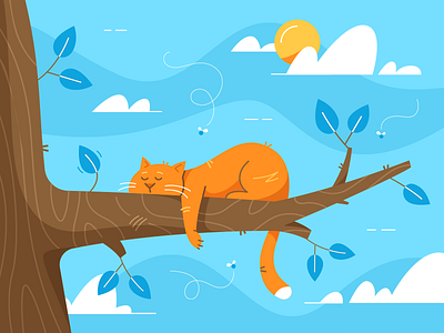 Reclining Cat alexandrov cat fireart fireat studio huliganio illustration kitten kitty relax rest sun vector