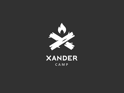 Xander camp alexandrov brand camp camping fire forest huliganio identity logo nature tree wood