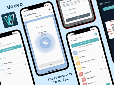 Voovo flash card app app flash card learning mobile app startup study ui ux