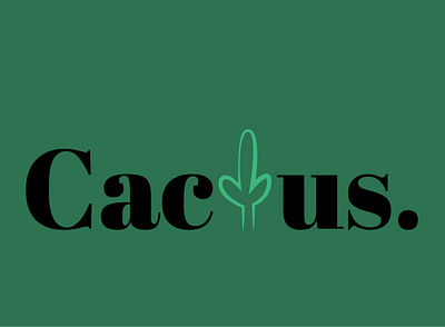 Cactus icon illustration logo typography vector