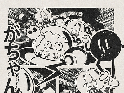 Illustration - Space pop cartoon illustration japon manga trame vintage