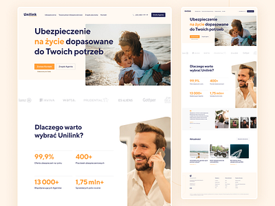 Unilink – Website clean design homepage insurance landing page ui ux web web design