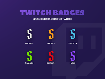 Sub badges for Twitch! badges branding dailyui design emotes illustration logo minimal subscriber twitch vector