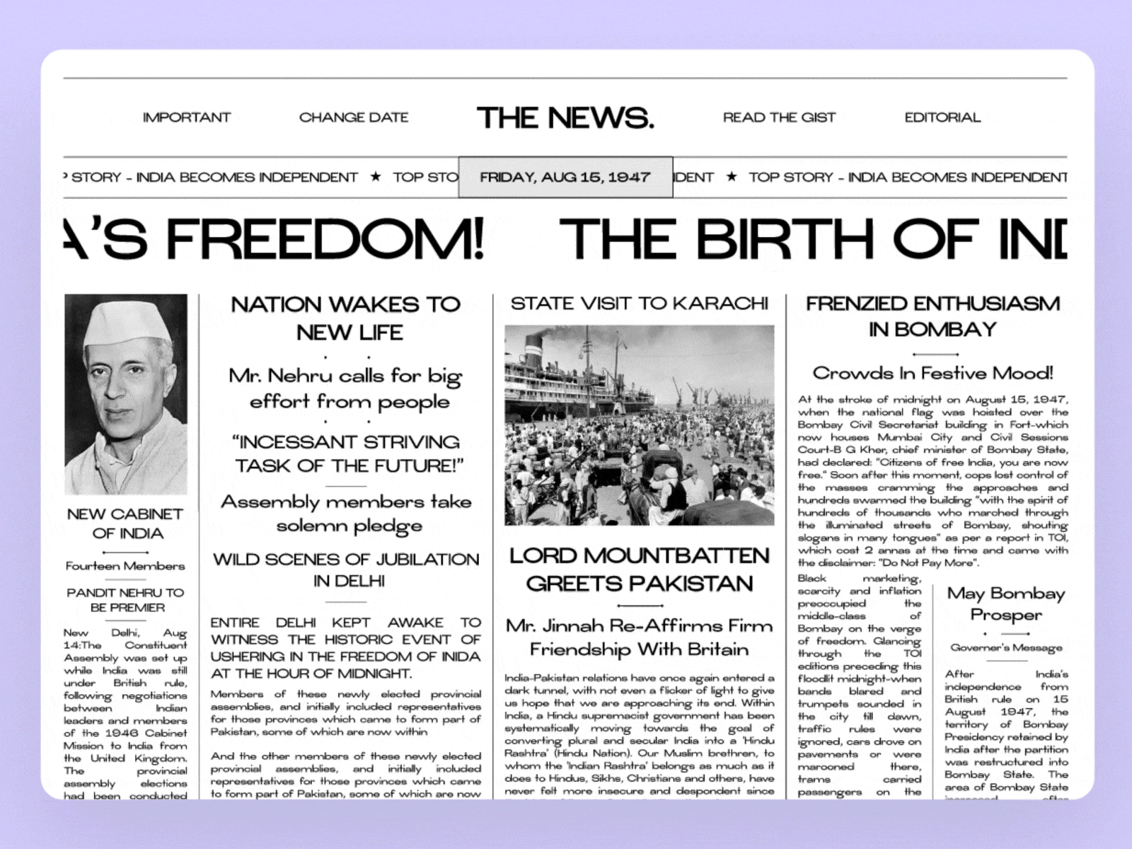 August 15, 1947 - News