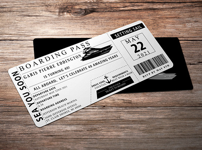 Boarding pass style Birthday Mock Up branding design illustration