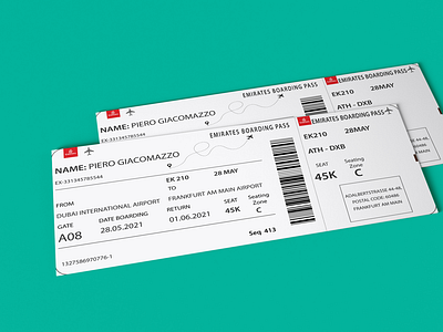 Emirates Boarding pass Mockup