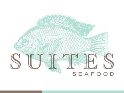Suites Seafood brand fish logo salt water seafood suites