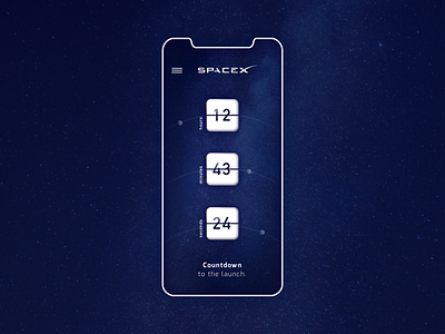 SpaceX countdown - Daily UI n°014 app design countdown counter daily ui dailyui dailyuichallenge launch nasa neumorphism ui space spacex ui