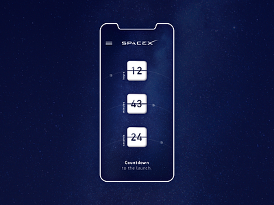 SpaceX countdown - Daily UI n°014 app design countdown counter daily ui dailyui dailyuichallenge launch nasa neumorphism ui space spacex ui