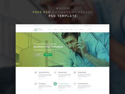 Waxom - Free Business Homepage PSD Template business corporate free psd free template freebies psd psd template universal web site wordpress